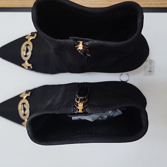 Gucci Monterry Stretch/Malaga Black Heeled Boots & Gold Accents Size 37 605436 - Picture 11 of 13